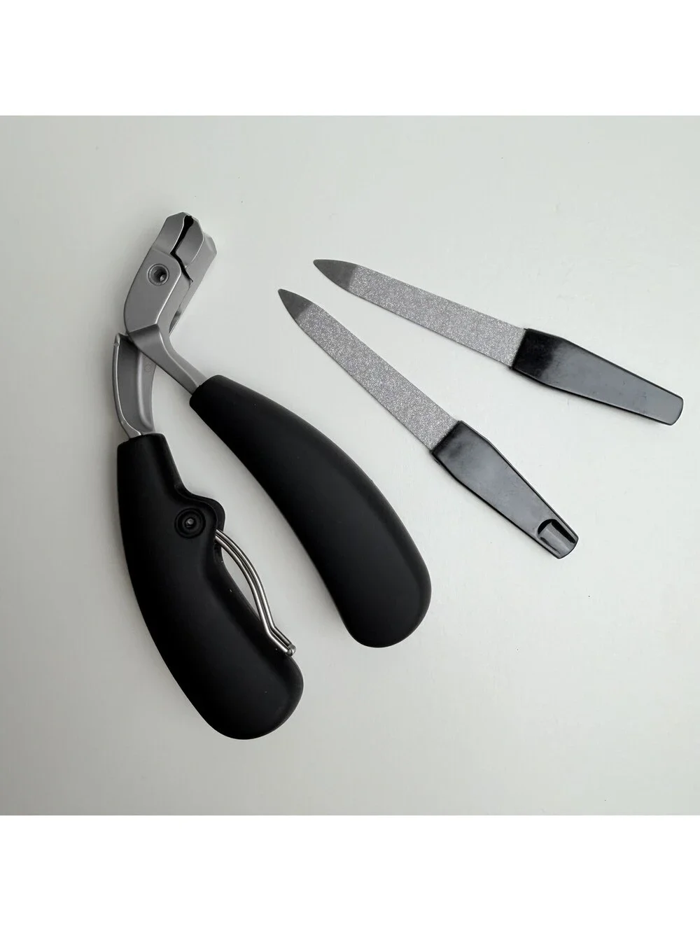 Heavy Duty Toenail Clippers Set Black Wide Jaw Nail Trimmer 2 Nail Files